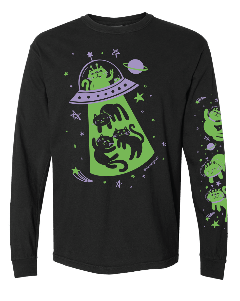 【IONSEOUL】The Cats Long Sleeve T-Shirts 4JH544 Alien Invasion Long-sleeve Tee — The Lovely Forest
